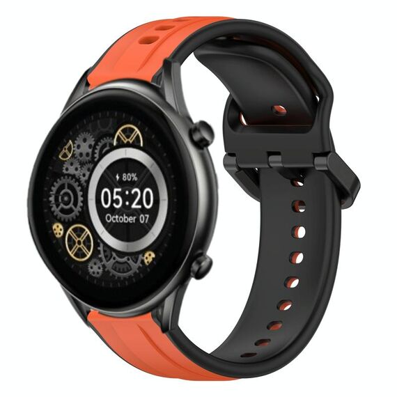 Per Xiaomi Haylou RT2 LS10 22mm Convex Loop Cinturino in silicone bicolore (arancione + nero)