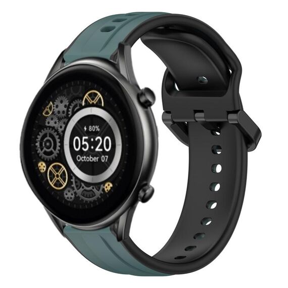 Per Xiaomi Haylou RT2 LS10 22mm Convex Loop Cinturino in silicone bicolore (verde oliva + nero)