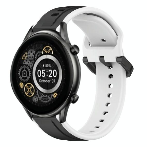 Per Xiaomi Haylou RT2 LS10 22mm Convex Loop Cinturino in silicone bicolore (nero + bianco)