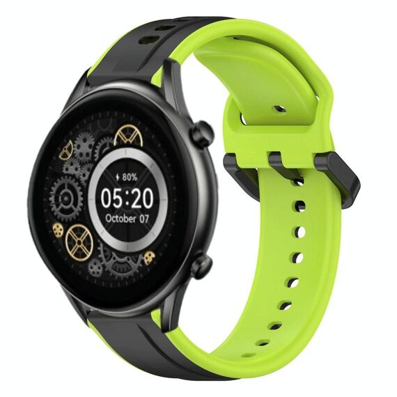 Per Xiaomi Haylou RT2 LS10 22mm Convex Loop Cinturino in silicone bicolore (nero + lime)
