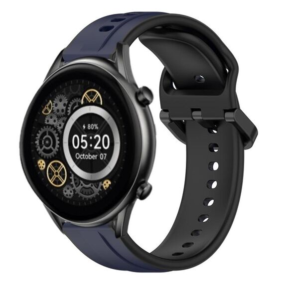 Per Xiaomi Haylou RT2 LS10 22mm Convex Loop Cinturino in silicone bicolore (blu notte + nero)