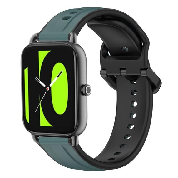 Per Xiaomi Haylou RS4 LS12 22mm Convex Loop Cinturino in silicone bicolore (verde oliva + nero)