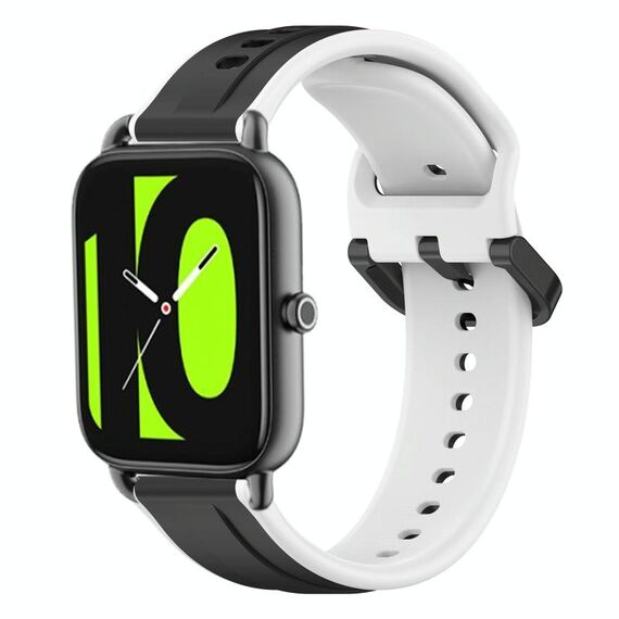 Per Xiaomi Haylou RS4 LS12 22mm Convex Loop Cinturino in silicone bicolore (nero + bianco)