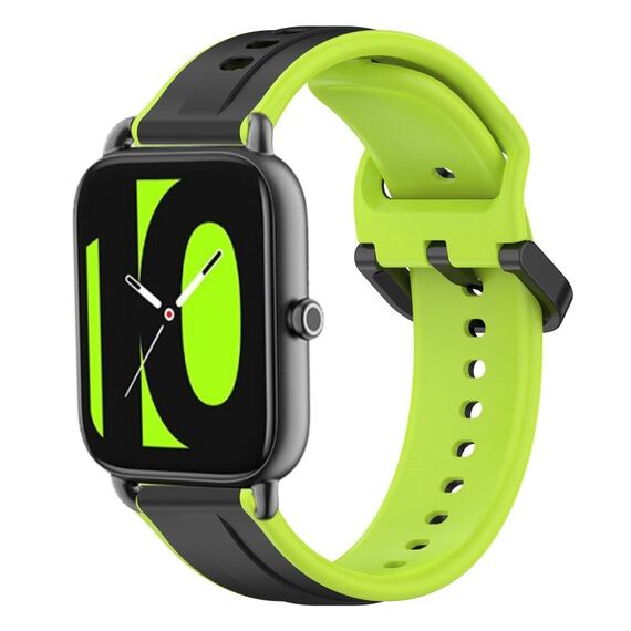 Per Xiaomi Haylou RS4 LS12 22mm Convex Loop Cinturino in silicone bicolore (nero + lime)