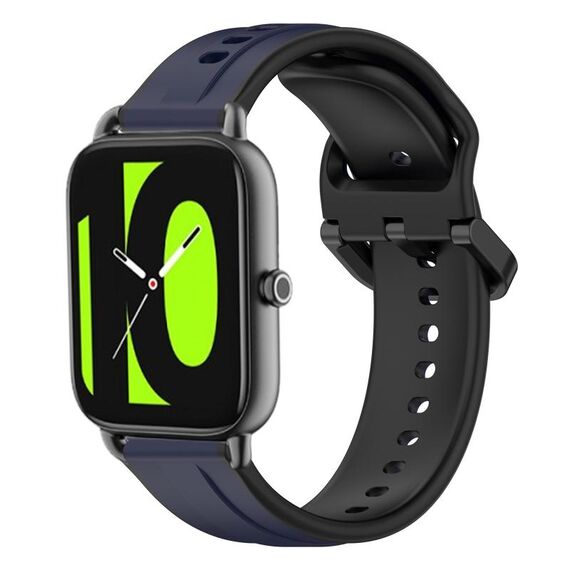 Per Xiaomi Haylou RS4 LS12 22mm Convex Loop Cinturino in silicone bicolore (blu notte + nero)
