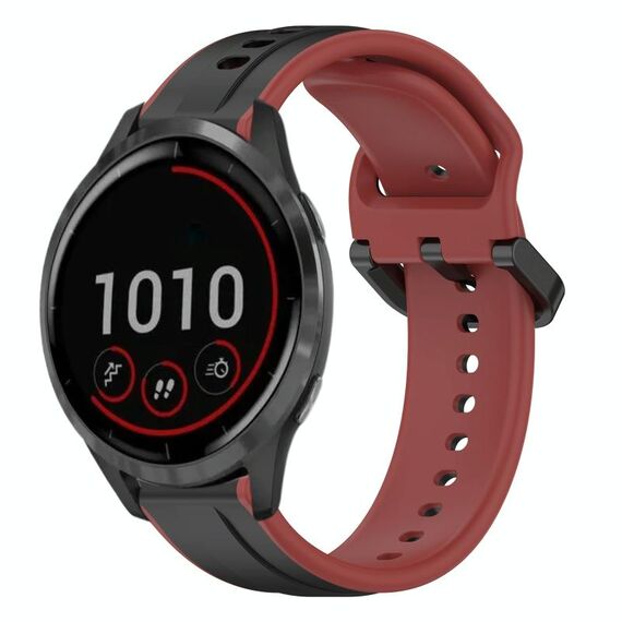 Per Garmin Vivoactive4 22mm Convex Loop Cinturino in silicone bicolore (nero + rosso)
