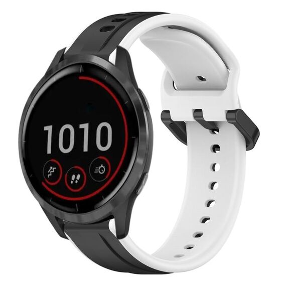 Per Garmin Vivoactive4 22mm Convex Loop Cinturino in silicone bicolore (nero + bianco)