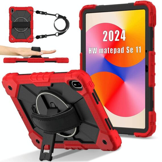 Per Huawei MatePad SE 11 2024 Custodia per tablet PC ibrida in silicone con robot a contrasto di colore (rosso nero)