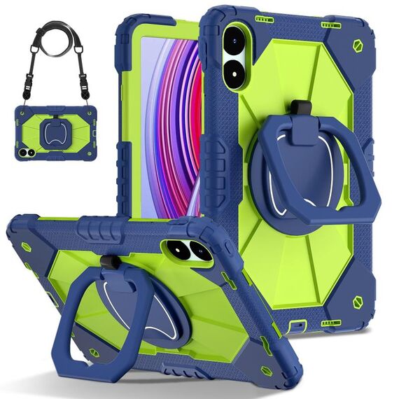 Per Xiaomi Poco Pad 12.1 Custodia per tablet PC ibrido in silicone con robot a contrasto di colore (blu navy, giallo e verde)