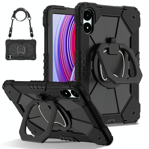 Per Xiaomi Poco Pad 12.1 Custodia per tablet PC ibrido in silicone con robot a contrasto (nero)