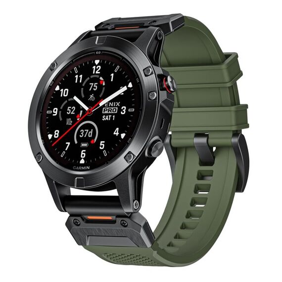 Per Garmin Fenix ​​7X cinturino in gomma con fibbia in acciaio a sgancio rapido (verde militare)
