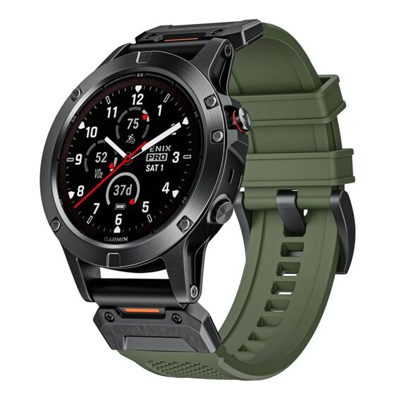 Per Garmin Fenix ​​7 cinturino in gomma con fibbia in acciaio a sgancio rapido (verde militare)