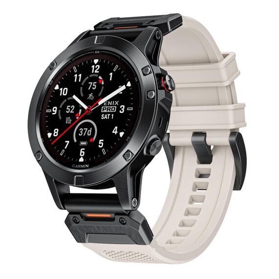 Per Garmin Fenix ​​7 cinturino in gomma con fibbia in acciaio a sgancio rapido (Starlight)