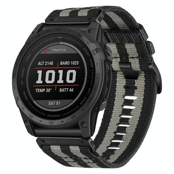 Per cinturino in nylon e tela a sgancio rapido Garmin Fenix ​​7X (nero grigio)