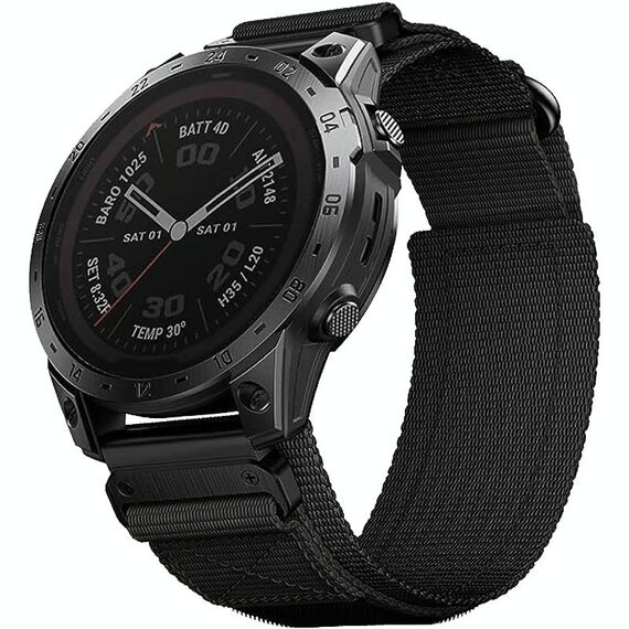 Per Garmin Fenix ​​7X Nylon Loop Hook And Loop Fastener Quick Release Watch Band (Nero)