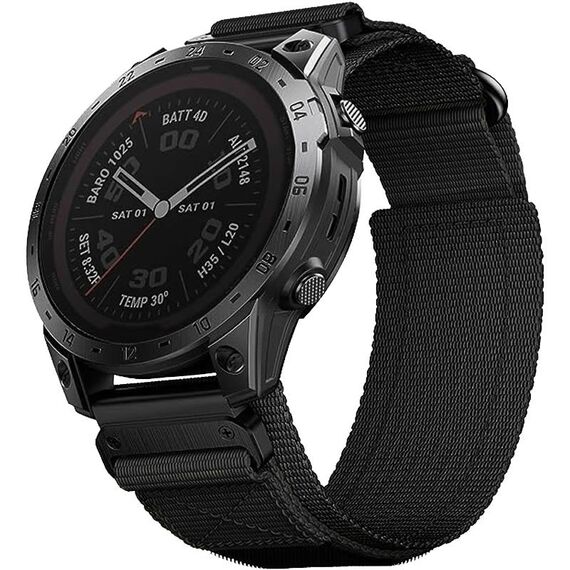 Per Garmin Fenix ​​7 Nylon Loop Hook And Loop Fastener Quick Release Watch Band (Nero)