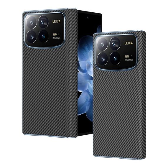 Per Xiaomi MIX Fold 4 Custodia per telefono con cerniera in fibra di carbonio (nero)