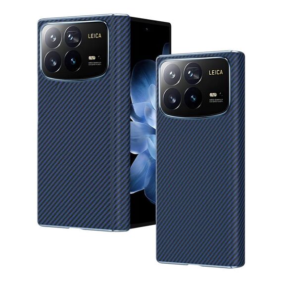 Per Xiaomi MIX Fold 4 Custodia pieghevole per telefono con motivo in fibra di carbonio elettrolitica con cerniera (blu)