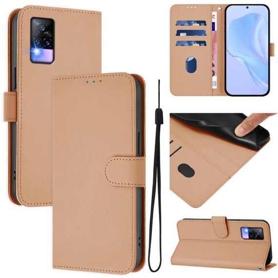 Per vivo V20 / V21E 4G / Y73 2021 Custodia in pelle tinta unita con cordino (nudo)