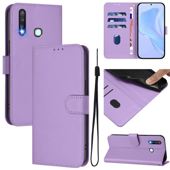 Per vivo Y19 / U3 / Y5S / Z5i / U20 Custodia in pelle tinta unita con cordino (viola lavanda)