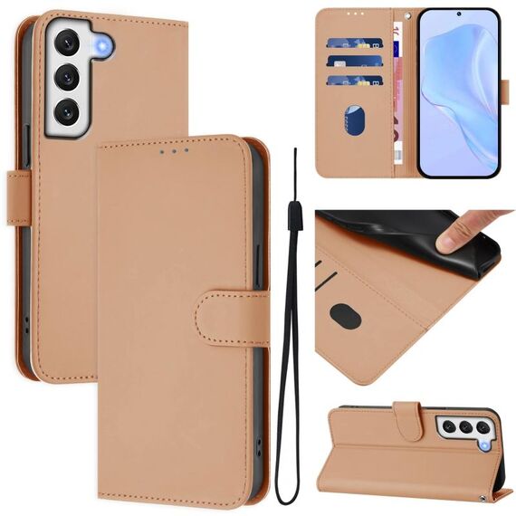 Per Samsung Galaxy S22+ 5G Custodia in pelle tinta unita con cordino (nudo)