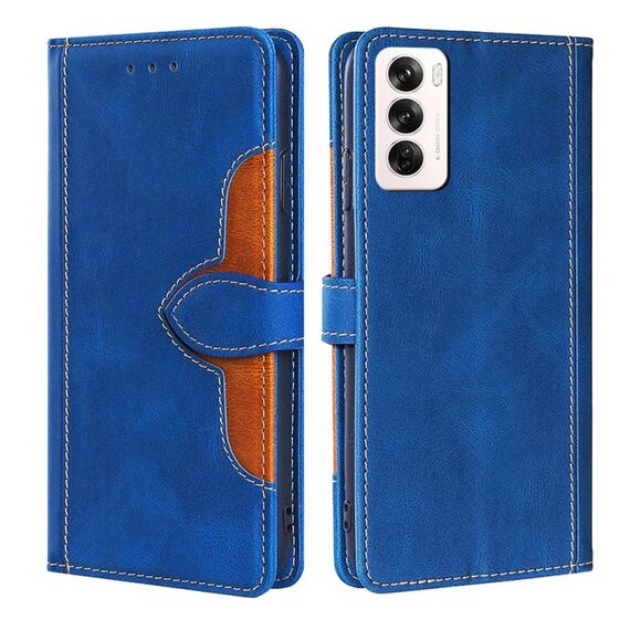 Per OPPO Reno12 5G Custodia in pelle con fibbia magnetica Global Skin Feel (blu)