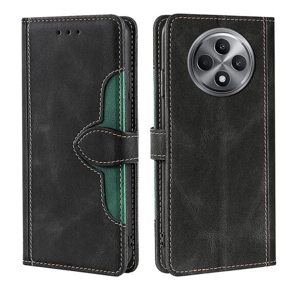 Per OPPO Reno12 F 5G Custodia in pelle con fibbia magnetica Skin Feel (nero)