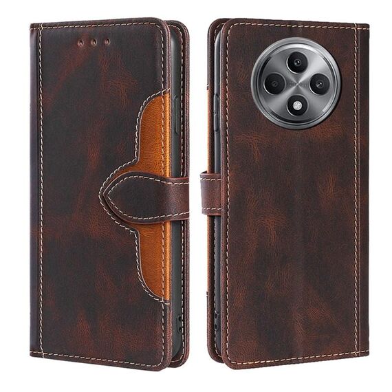 Per OPPO Reno12 F 5G Custodia in pelle con fibbia magnetica Skin Feel (marrone)