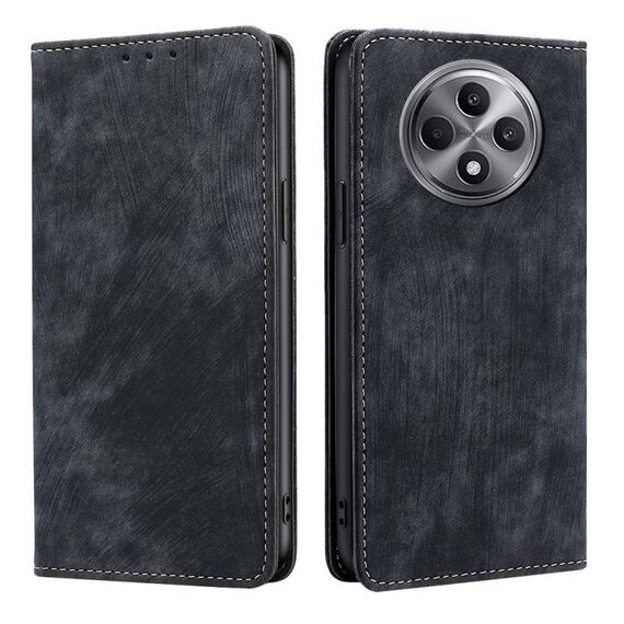 Per OPPO Reno12 F 5G RFID Anti-furto Spazzola Magnetico Custodia in Pelle per Telefono (Nero)