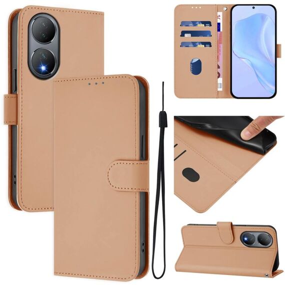 Per vivo Y100 5G Custodia per telefono in pelle tinta unita con cordino Global Skin Feel (nudo)