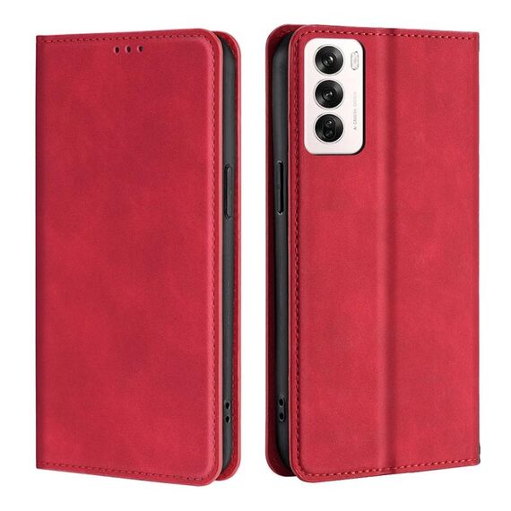 Per OPPO Reno12 5G Custodia per telefono in pelle magnetica Global Skin Feel (rosso)