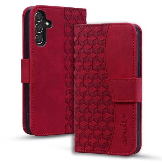 Per Samsung Galaxy S24+ 5G Custodia in pelle con fibbia a diamante e cordino (rosso vino)