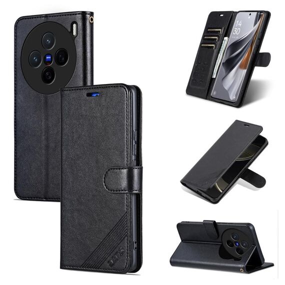 Per vivo X200 AZNS Custodia per telefono in pelle di pecora con texture flip (nera)