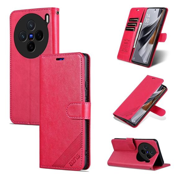 Per vivo X200 AZNS Custodia in pelle con texture in pelle di pecora (rossa)