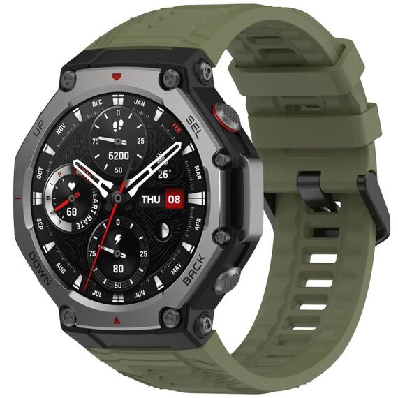 Per Amazfit T-Rex 3 Cinturino in silicone con fibbia ad ago tinta unita (verde giungla)