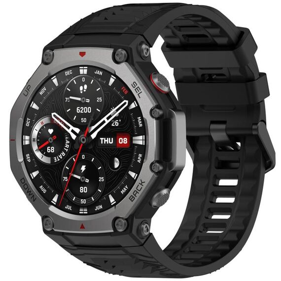 Per Amazfit T-Rex 3 Cinturino in silicone con fibbia ad ago tinta unita (nero)