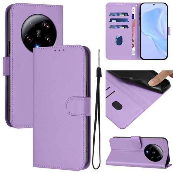 Per Xiaomi 13 Ultra Skin Feel Custodia in pelle tinta unita con cordino (viola lavanda)