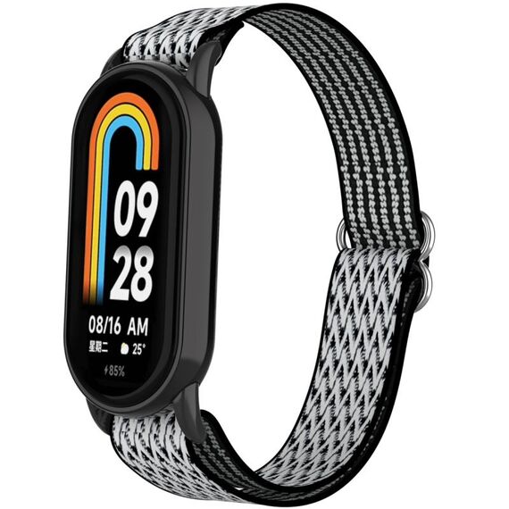 Per Xiaomi Smart Band 9/8 Cinturino in nylon elastico con spina in plastica (nero bianco)