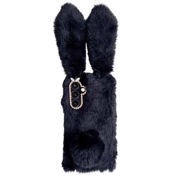 Per Samsung Galaxy S24 FE 5G Custodia per telefono in TPU con simpatico coniglietto di peluche (nero)