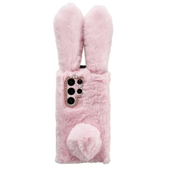 Per Samsung Galaxy S24 Ultra 5G Custodia per telefono in TPU con simpatico coniglio di peluche (rosa)