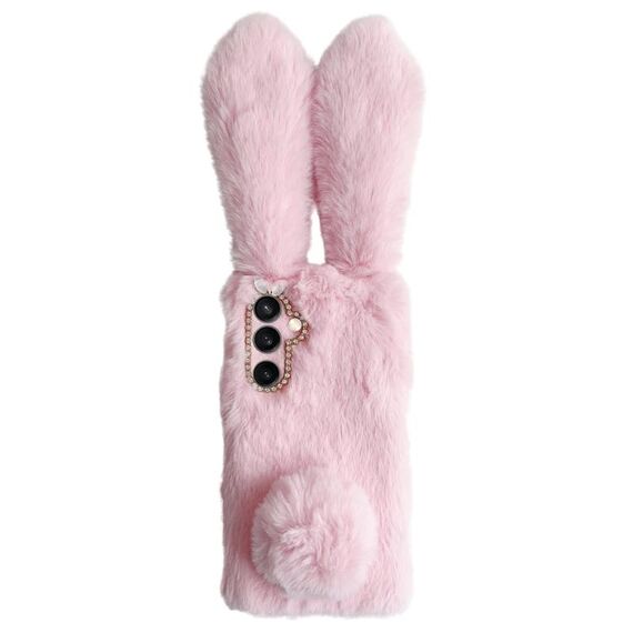 Per Samsung Galaxy S23 FE 5G Custodia per telefono in TPU con simpatico coniglietto di peluche (rosa)