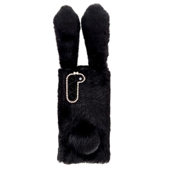 Per Samsung Galaxy S23+ 5G Custodia per telefono in TPU con simpatico coniglietto di peluche (nero)