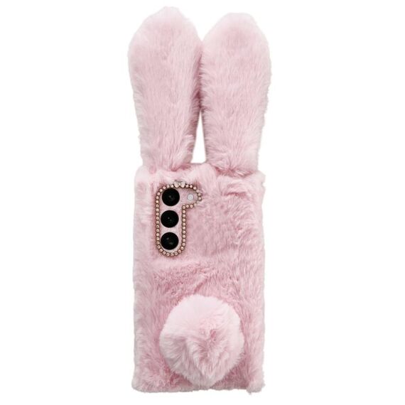 Per Samsung Galaxy S23+ 5G Custodia per telefono in TPU con simpatico coniglio di peluche (rosa)
