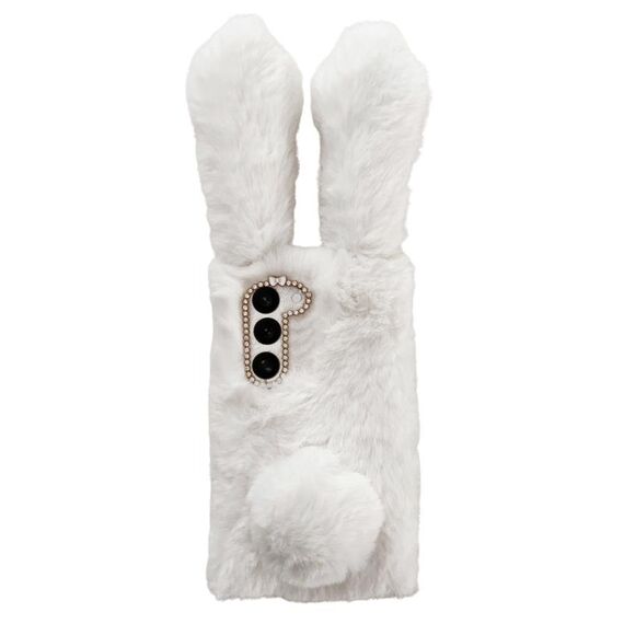 Per Samsung Galaxy S23+ 5G Custodia per telefono in TPU con simpatico coniglietto di peluche (bianco)