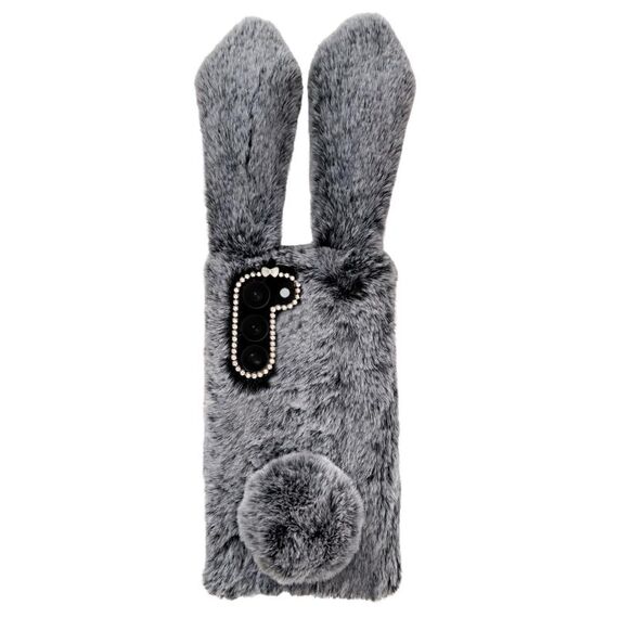 Per Samsung Galaxy S23 5G Custodia per telefono in TPU con simpatico coniglio di peluche (grigio scuro)