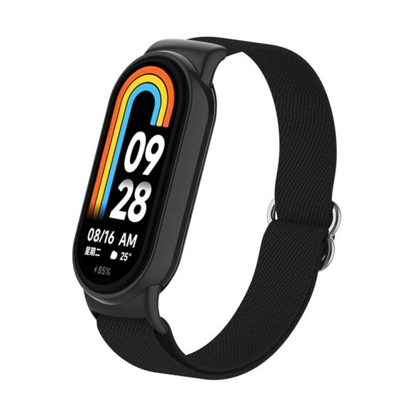 Per Xiaomi Smart Band 9/8 Cinturino per orologio in nylon elastico semplice con spina in plastica (nero)