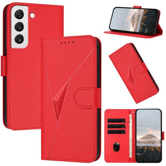 Per Samsung Galaxy S22 5G Custodia in pelle con fibbia a motivo triangolare (rosso)