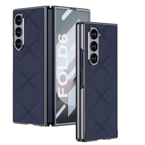 Per Samsung Galaxy Z Fold6 GKK Integrated Asterism Plating Custodia per telefono in pelle a copertura totale (blu)