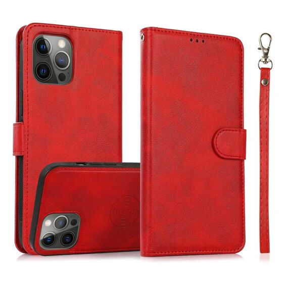 Per iPhone 14 Pro Calf Texture 2 in 1 Custodia in pelle con retro magnetico staccabile (rosso)