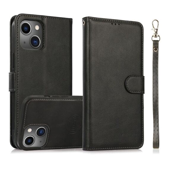 Per iPhone 15 Custodia in pelle con cover posteriore magnetica staccabile 2 in 1 in vitello (nero)